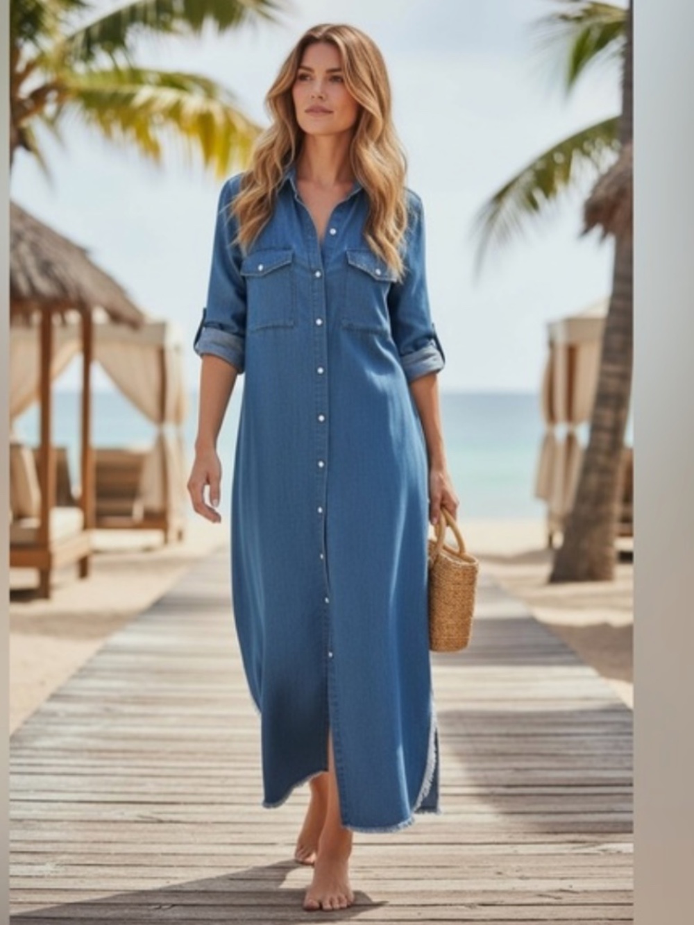 Bella Dahl denim maxi shirt dress or cover up
